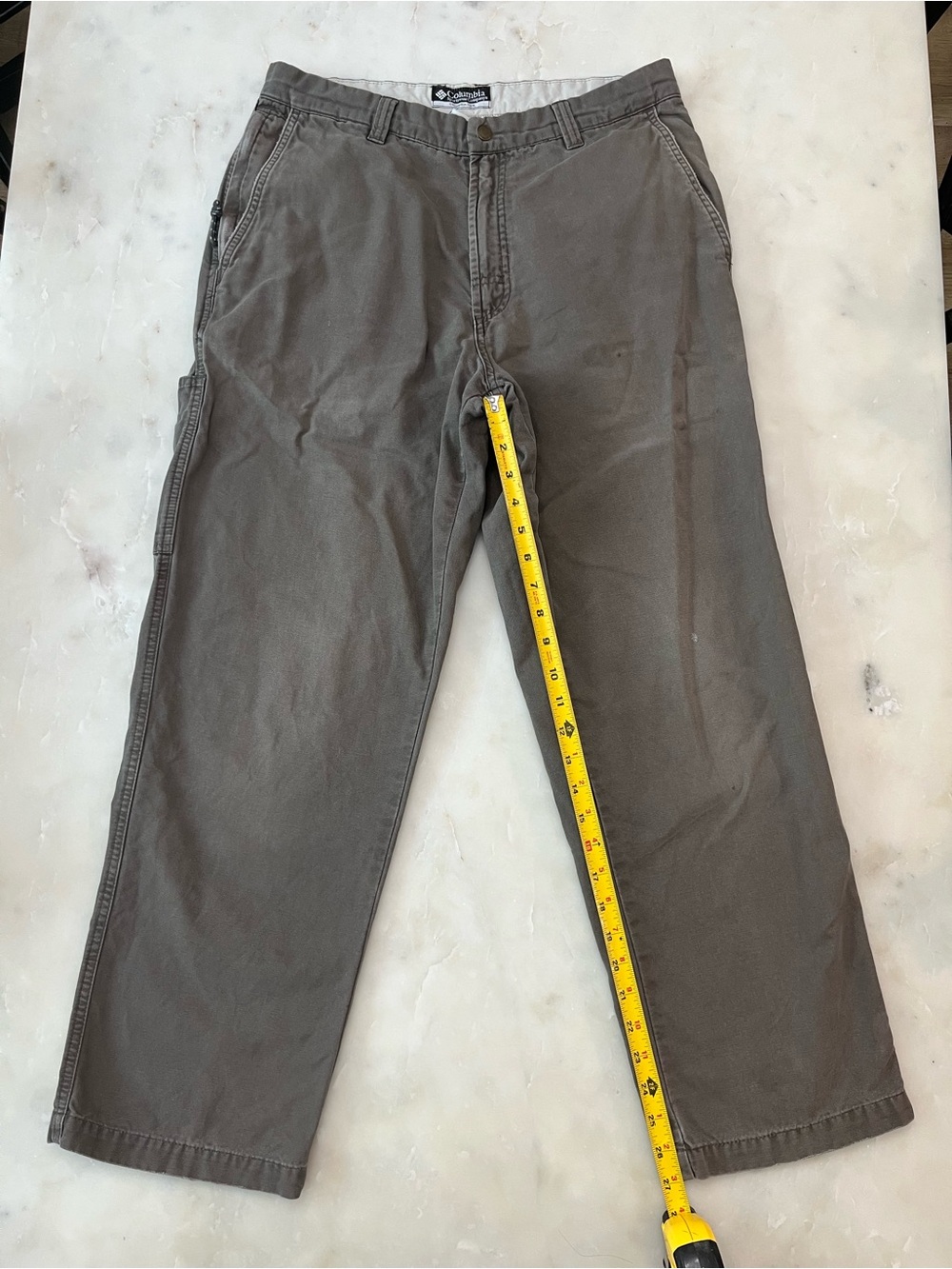Columbia Sportswear AM8142 Cotton Canvas Utility Pants Gorpcore Green Grey 33x30